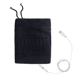 TINAYAUE USB Heating Cap Unisex Heated Hat Scarf Autumn Winter Warm Knitted Hat Windproof Heating Scarf Soft Cold-Resistant Heating Hat and Scarf Two Piece for Running, Hiking, Cycling, Outdoor, black