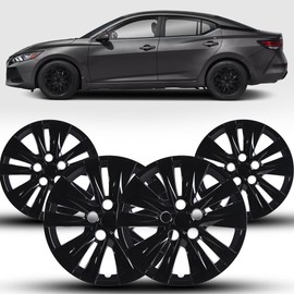 Winjet 16" Hubcaps Wheel Covers for 2020-2025 Nissan Sentra [2020 2021 2022 2023 2024 2025 2025 Nissan Sentra] Wheel Rim Covers Fit for Steel Wheels 16 inch Hub caps Set of 4 (Black Lacquer)