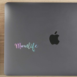 NBFU DECALS Mom Life Heart Mothers Day 1 (Holographic Opal Purple) (Set Of 2) Premium Waterproof Vinyl Decal Stickers Laptop Phone Accessory Helmet Car Window Bumper Mug Tuber Cup Door Wall Decoration