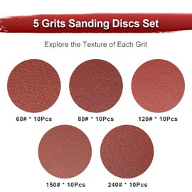 Szarint 50 PCS 9 Inch 6 Hole Hook and Loop Sanding Discs Drywall Sandpaper Include 60, 80, 120, 150, 240 Grit for Drywall Sander