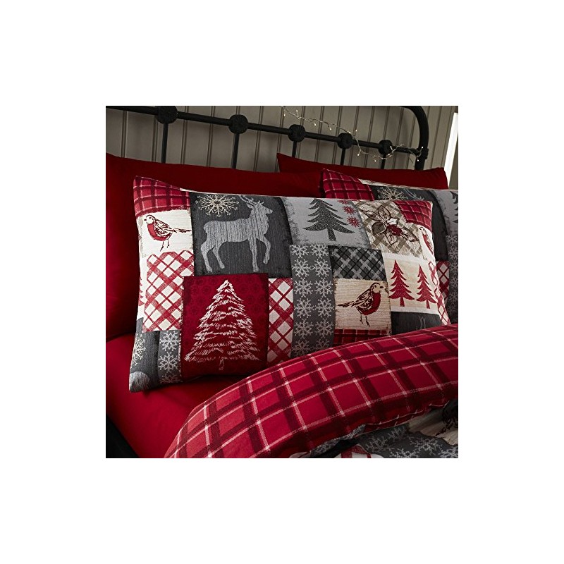 Happy Linen Co Christmas Patchwork Red Single Reversible Duvet Cover