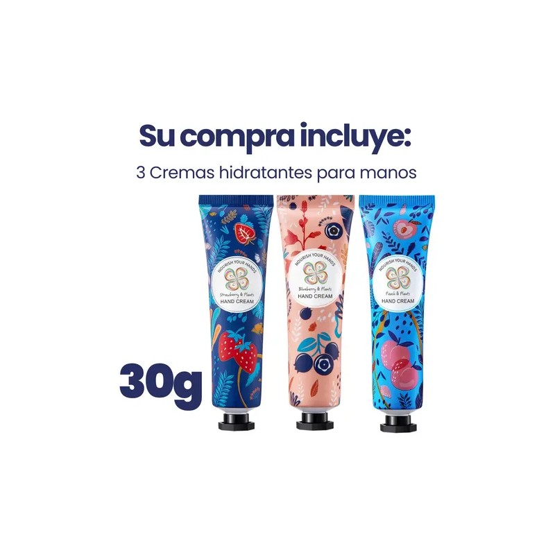 Crema Hidratante Manos Reparadora Extractos Naturales 3pzs