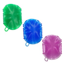 Healeved 3pcs Double-sided Massage Brush for Shower Compact Essential Oil Applicator Soft and Design for Skin Exfoliation and Circulation Selection