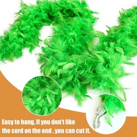 Feather Boas Set, 2M Feather Boa Fancy Dress for Women Dancing Party Props Feather Boa with Heart Sunglasses Decoration Accessories Supplies for Wedding Celebration, Rave Party, Cosplay (Green)