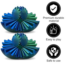 2PCS Gear Sphere Fidget Toy for Adults and Kids, 3D Printed Stress Relief Toy, Anxiety Toy, Autism Sensory Toy, Fidget Cube Puzzle, Gear Ball Toy, Shape Shifting Cube Gears Toy. (2PCS laser green)