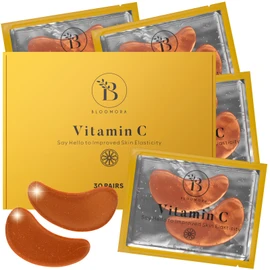 BLOOMORA Vitamin C Under Eye Patches (30 Pairs), Under Eye Mask for Puffy Eyes, Appearance of Dark Circles, Smoothing & Hydration, Self Care & Skincare Gifts for Women, Patch Yeux