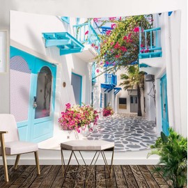 Greek Resort Mykonosta Pastry Large Wall Hanging Backdrop Wall Art Tapestry for Bedroom Living Room Dorm Apartment 200cm x 150cm