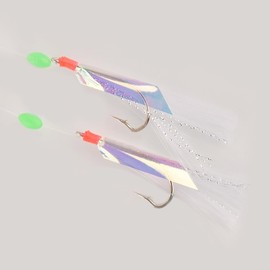 10 Packs Surf Fishing Rigs Fishing Bait Rigs with Fish Skin Feather Fishing Hook Roadrunner False Lures Shrimp Skin Hook