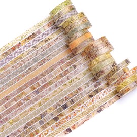 YUBBAEX 20 Rolls Vintage Washi Tape Set Skinny Antique Masking Retro Artwork Decorative Tapes for Arts, DIY Crafts, Journals, Planners, Scrapbook, Wrapping (Green Islet)