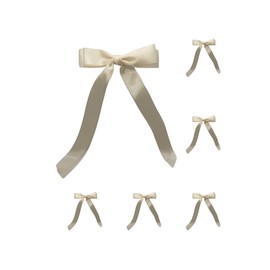 Large Christmas, Satin Ribbon Bows, Coquette Holiday, Christmas Tree Bows, Wreath Bows, Package Bows and Decoration, 6 Pieces (Cream)