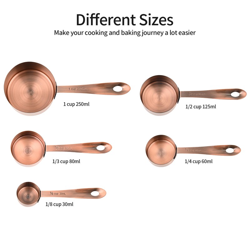 Viwehots Measuring Cups and Spoons Set, Copper Measuring Cups and