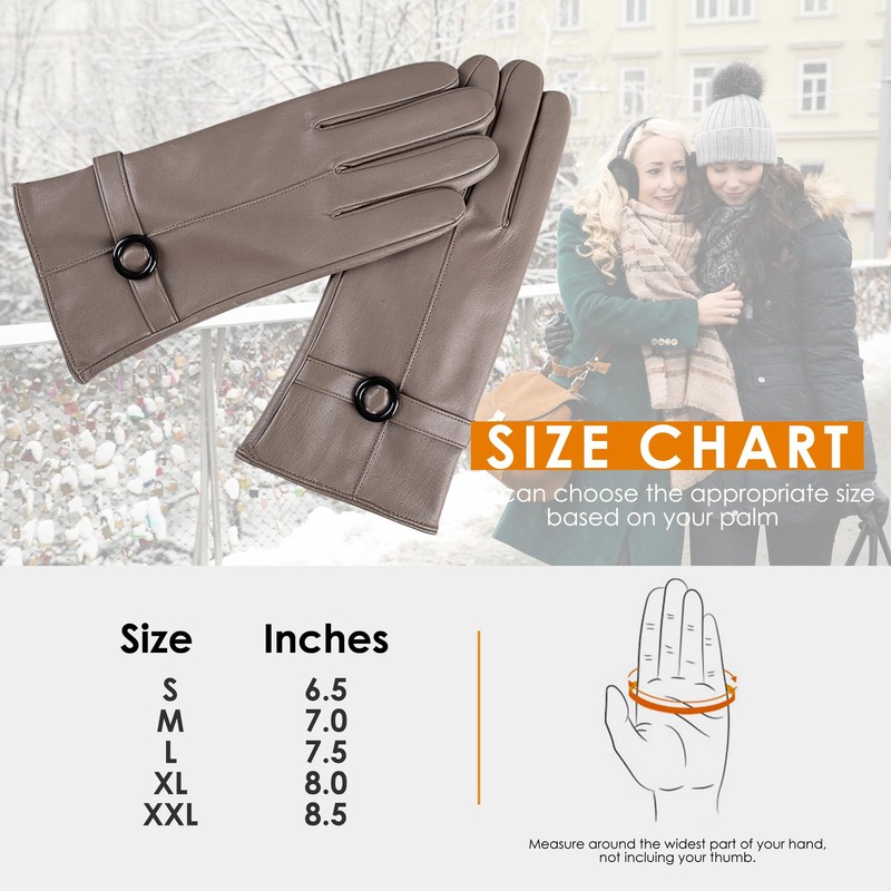 Womens Winter Leather Gloves Touchscreen Texting Warm Driving Lambskin Gloves