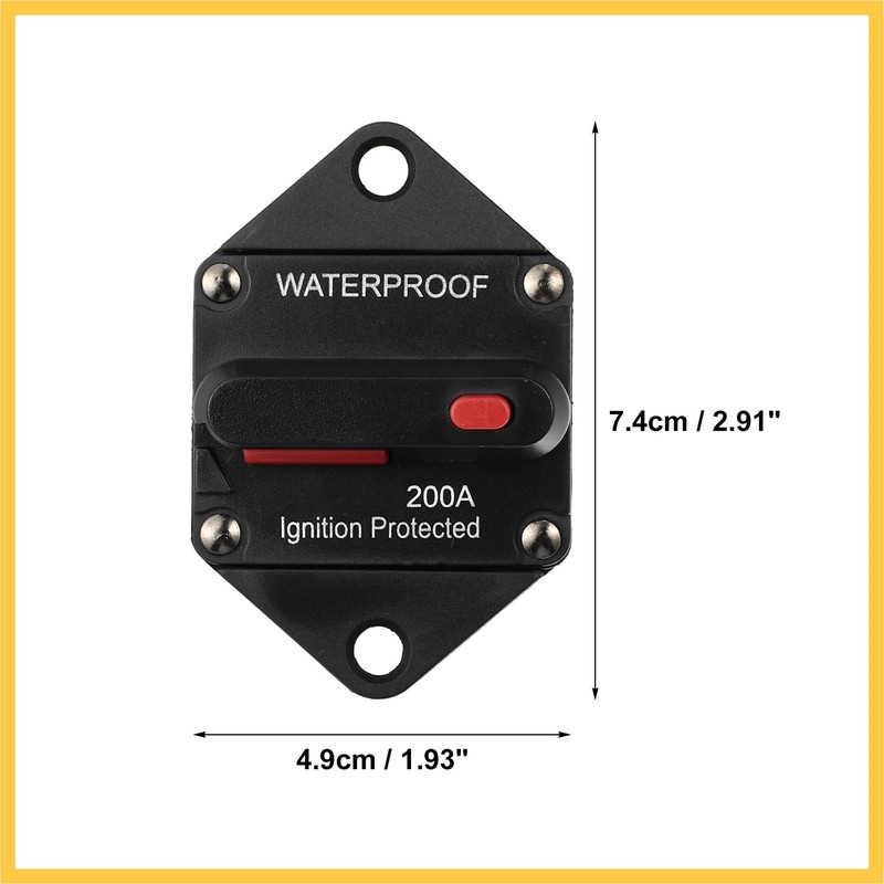 REPAIROCK Waterproof 200A Circuit Breaker with Auto Reset Fuse Inline