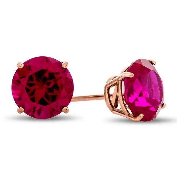 FJC Finejewelers 10k Rose Gold 7mm Round Created Ruby Post-With-Friction-Back