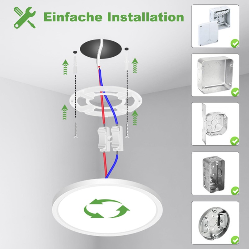 zemty 3 Colours 3000/4000/6500 K LED Ceiling Light Flat, 15