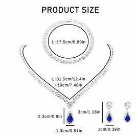 FDEETY Jewellery Set Rhinestone Necklace Bracelet Earrings Sets Prom Costume Jewellery Set Bridal Wedding Party for Women and Girls, Alloy Steel