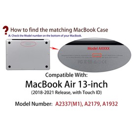 UESWILL Compatible with MacBook Air 13 inch Case 2021 2020 2019 2018 Model A2337 (M1) A2179 A1932, with Retina Display Touch ID, Matte Protective Hard Shell Case Cover, Navy Blue