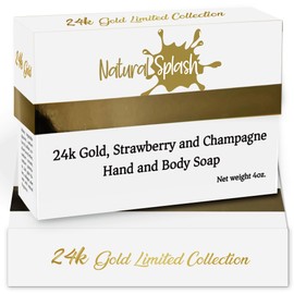 24k Gold flakes, Strawberry and Champagne Hand and Body Soap – Collagen, Aloe Vera, and 24k Gold flakes - By Natural Splash.