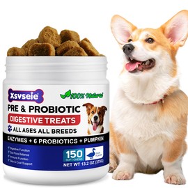 Probiotics for Dogs with Prebiotics - Dog Probiotics for Gut Health | Supports Digestive Enzymes, Itchy Skin, Immunity | All Ages & Breeds, Natural Dog Probiotic Supplement - 150 Soft Chews Duck Flavo