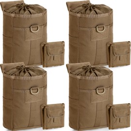 GliCraft 4 Pack Molle Dump Pouch Foldable Tactical Military Pouch for Belt Drawstring Magazine Utility Pouch Waist Bag(Khaki)