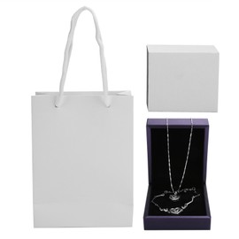 Bracelet Necklace Set Box Bag Combination Valentine's Day Jewelry Gifts for WomenWhite