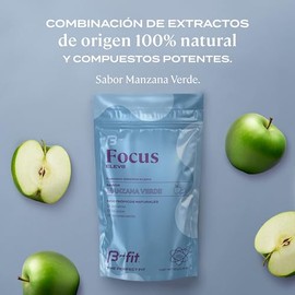B-FIT Focus ELEV8 - Nootrópicos Naturales para la Concentración | 150g, 30 Porciones, Sabor Manzana Verde, En Polvo, Sin Eritritol, Sin Conservadores