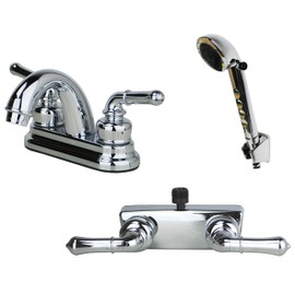 Builders Shoppe 2001CP/3220CP/4120CP RV Bathroom and Shower Faucet with Matching Hand Shower Combo Chrome Finish