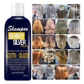Shampoo VIVONATURAL Shiny Silver SHINY SILVER SHAMPOO MATIZADOR de rose balance en dosificador de 1L de 500g por 1 unidad de 500mL