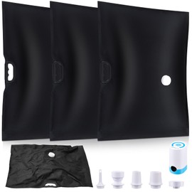 AceOrbit 3 Pack Fabric Vacuum Bags for Travel with Wireless Pump Reusable Compression Bag with Handle for Carry on Luggage Suitcase Backpack Vacuum Seal Packing Cube Cloth Packing, Black