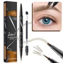 1 Piece Eyebrow Pencil, Waterproof, 2-in-1 Dual-Ended Microblading Eyebrow Pencil, Smudge-proof Eyebrow Pencil, Can Easily Natural Eyebrow Colour (Light Brown)