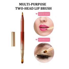 Exquisite Professional Lip Brush Applicators-Retractable Lipstick Brushes- Lipstick Gloss Makeup Brush Tool For Women and Girls (Two-Head-Gradient Red)