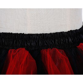 URVIP Women's Vintage 1950s Tutu Multicolor Petticoat Ballet Bubble Dance Skirt Black Red L/XL