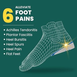 Welnove Welnove Shoe Inserts Gel Heel Cushion Cup for Achilles Tendonitis, Plantar Fasciitis, Heel Pain, Heel Spur, 0.6" Height Heel Lift Support, UK Size Women 6.5-9 & Men 6-8.5(1 Pair)