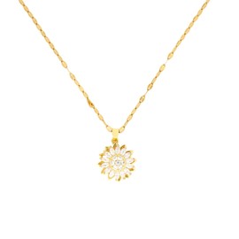 Warmhope Floral Sensory Fidget Necklace for Women Adults Adjustable Anxiety Relief Jewelry with Sunflower Design Stylish Accessory for Stress Management and Focus Enhancement, Universal size, Brass