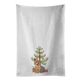 Caroline's Treasures WDK3184WTKT Yorkie Blue and Gold Christmas White Kitchen Towel Set of 2, 19 X 25, Multicolor