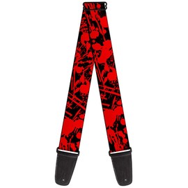 Buckle-Down Guitar Strap, Splatter Black Red, 2 Inches Wide