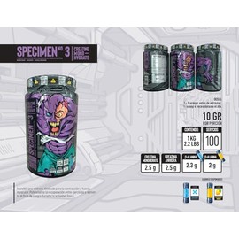 Specimen No. 3 Creatina Monohidratada|| Suplemento Alimenticio en Polvo con Creatina y Beta-Alanina | Aporte Nutricional para Fuerza y Recuperación Mu