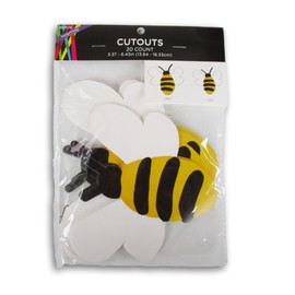 Bee Cutout Shapes - 20 Pieces - for Craft, Decor, Scrapbooking, and More