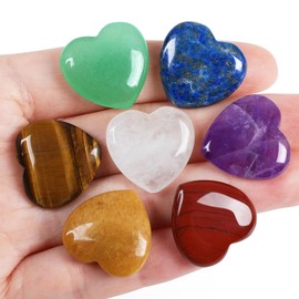 GUJOXILA 7 Chakra Healing Crystals Heart Crystal Gifts for Women Gemstones Set Bulk Reiki Pocket Divination Meditation Spiritual Quartz Small Love Gem Stones