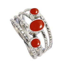 SILVERTROVE Gemstone Sterling Silver Band Ring for Men and Women, in All Sizes, Jewellery CRG1082AA, Gemstone Precious metal gemstone, Cabochon Carnelian
