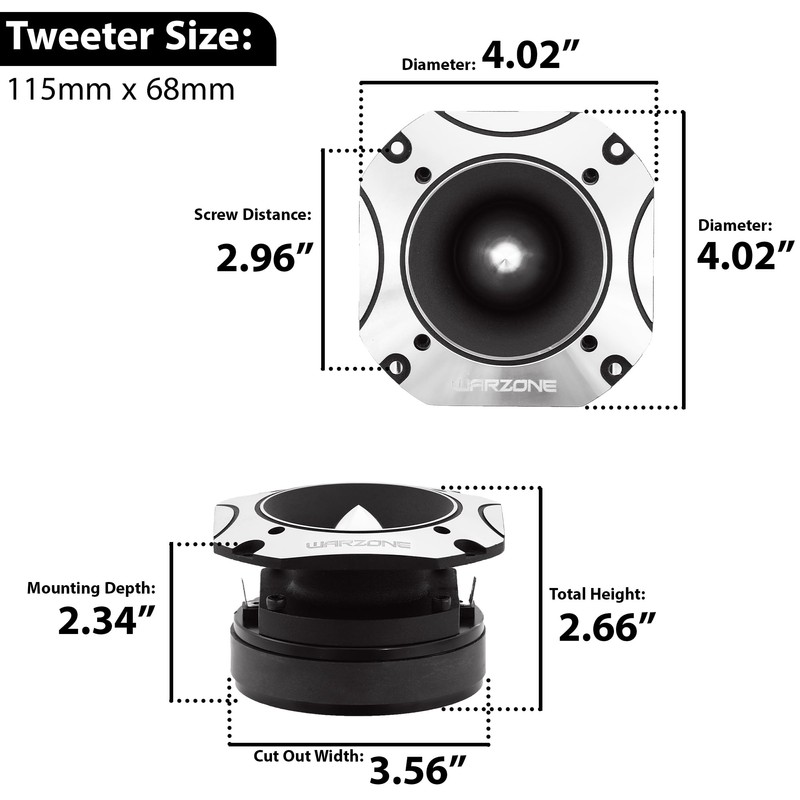 Warzone WZ60TW 4.02-Inch Super Tweeter Speaker, 4 Ohm, 1600W Max