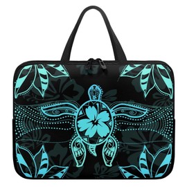 ZIATUBLES Hibiscus Flower Turtle Print Laptop Sleeve Case with Handle Computer Cover Compatible with 10-17 Inch Tablet for Women Men 360° Protective Carrying Bag Briefcase, 15inch