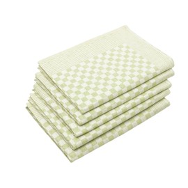 ZOLLNER Set of 5 Cotton Tea Towels in 46 x 70 cm - Super Absorbent and Robust Kitchen Towels - Washable up to 60 °C - Green Checked - Catering Quality - Oeko Tex® Certified