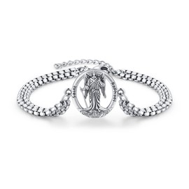 XIXLES Saint Raphael Bracelet 925 Sterling Silver Archangel Saint Raphael Bracelet,St Raphael Medal Jewelry for Men with Gifts Box