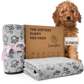 Value 2 Pack - Luna Fur Reusable Puppy Pee Pads - 48" Softest, Ultra-Absorbent, Washable Pet Training Mats for Dogs - Eco-Friendly, Leakproof Protection - Durable, Odor-Control Design