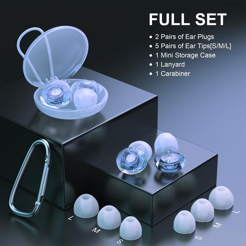High Fidelity Ear Plugs, Reusable Silicone Earplugs for Concert, Rave,