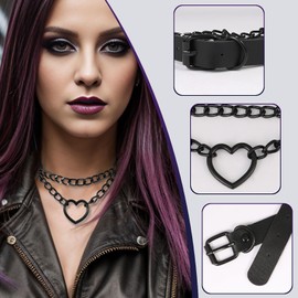 MILAKOO Heart Chain Choker Necklace for Women Steampunk Goth Emo Collar Necklace Adjustable