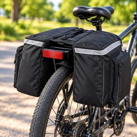 Double Bicycle Pannier Bag for Rear Racks, Black