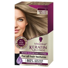 Schwarzkopf Keratin Color Permanent Hair Color, 7.1 Dark Ash Blonde, 1 Application - Professionally Inspired Permanent Hair Dye, for up to 80% Less Breakage vs Untreated Hair and up to 100% Gray Coverage
