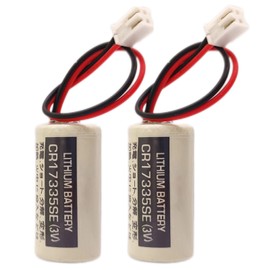 Giobbiy (2-Pcs CR17335SE 3V 1800mAh Non-Rechargeable Lithium Cell for FDK CR17335SE 3V Epson Robot Controller RC Series Battery R13B060003 with White Plug (3 Volt, 1.8Ah, Non-Rechargeable)